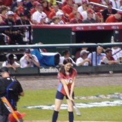 Annie Wersching at bat in celebrity softball game