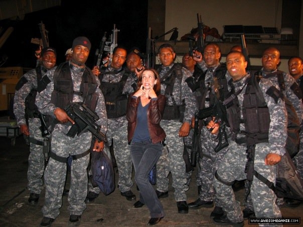 Annie Wersching with Juma's assault team 24 Behind the Scenes