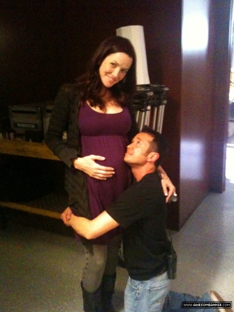 Pregnant Annie Wersching with Sterling Rush on 24 set