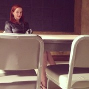 Annie Wersching on Castle set - interrogation room