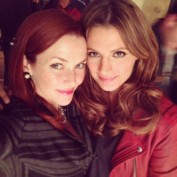 Annie Wersching and Stana Katic on Castle set