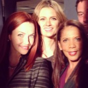 Annie Wersching, Stana Katic, and Penny Johnson Jerald on set of Castle