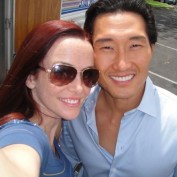 Annie Wersching and Daniel Dae Kim on set of Hawaii Five-0