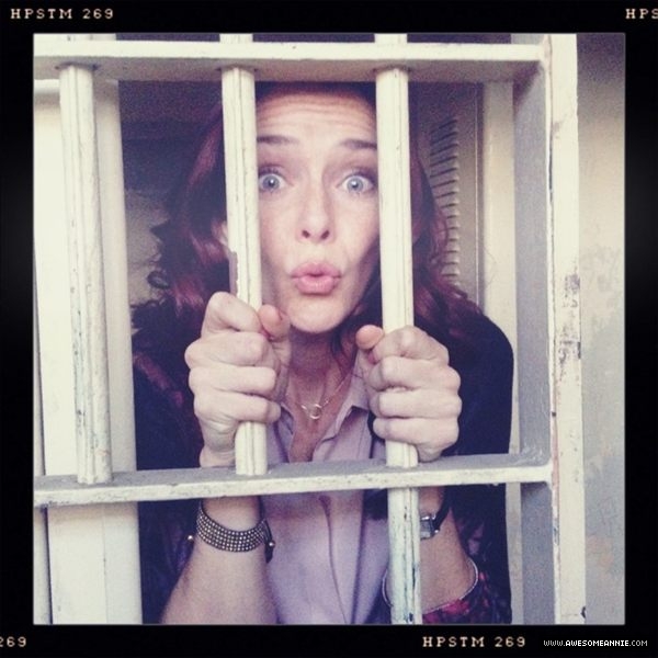 Annie Wersching behind the scenes of Touch - behind bars