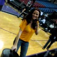 Annie Wersching dances at Sacramento Kings game