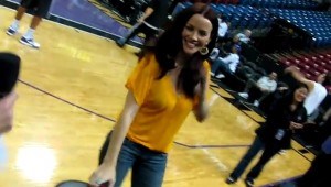 Annie Wersching dances at Sacramento Kings game