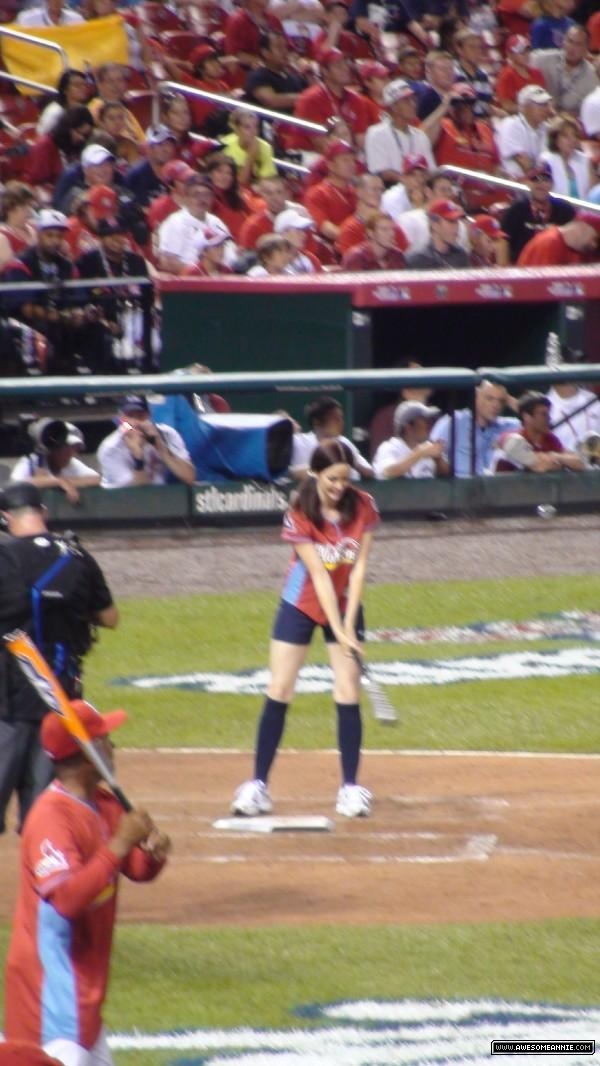 Annie Wersching at bat in celebrity softball game