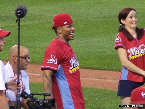 Annie Wersching with Nelly at Celebrity Softball Game