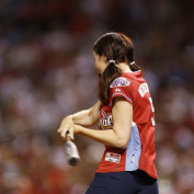 Annie Wersching at bat in Celebrity Softball Game