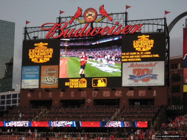 Annie Wersching on Busch Stadium jumbotron