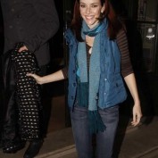 Annie Wersching leaving her hotel in London