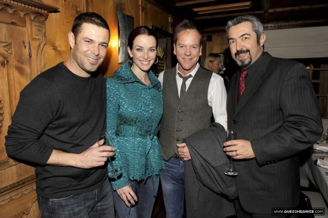 Annie Wersching with Carlos Bernard, Kiefer Sutherland, and Jon Cassar