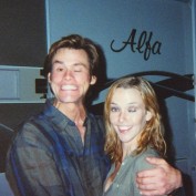 Annie Wersching and Jim Carrey on the set of Bruce Almighty