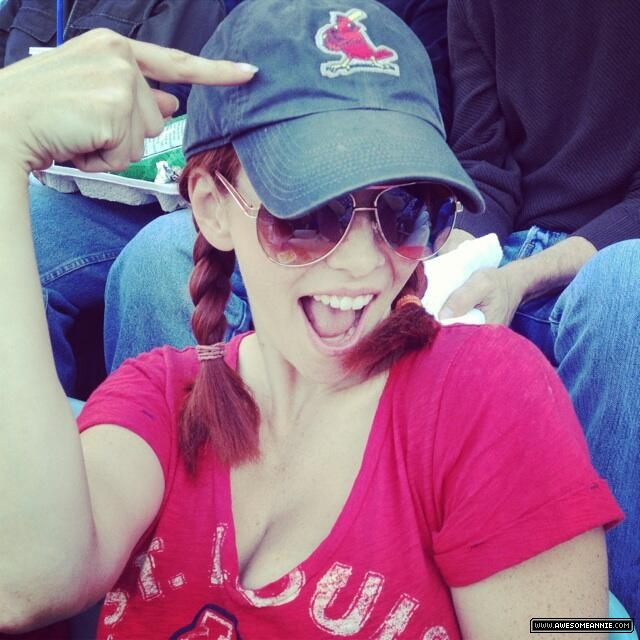 Annie Wersching at St. Louis Cardinals vs. Los Angeles Dodgers game