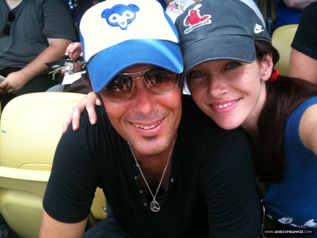 Annie Wersching and Carlos Bernard at baseball game