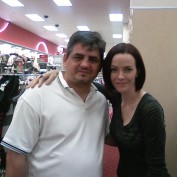 Annie Wersching with fan Hamlet Babakhanian