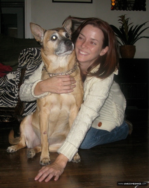 Annie Wersching with her rescue dog