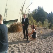 Annie Wersching and Kiefer Sutherland pose