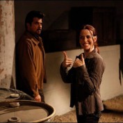 Annie Wersching and Anil Kapoor behind the scenes