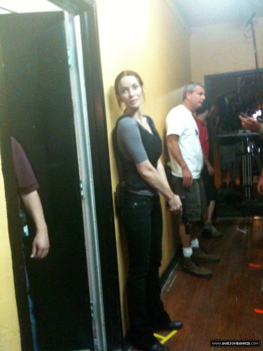 Annie Wersching on the set of 24 Season 8 episode 16