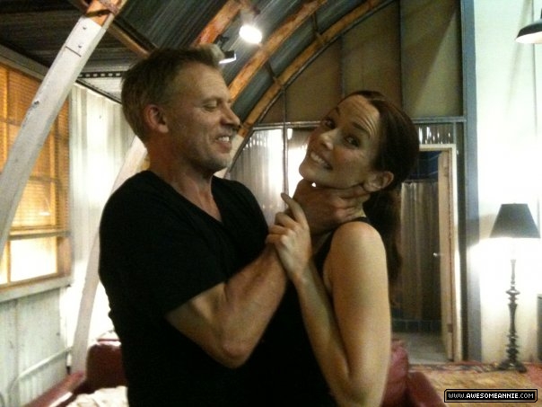 Annie Wersching and Callum Keith Rennie on 24 set