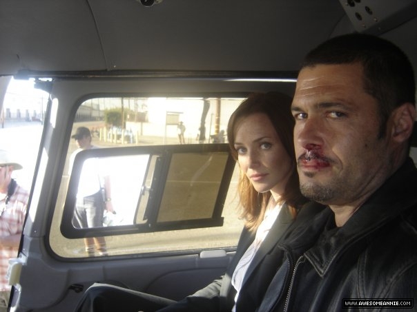 Annie Wersching and Carlos Bernard on 24 set