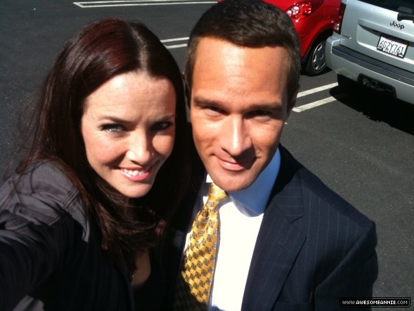 Annie Wersching and Chris Diamantopoulos on 24 set