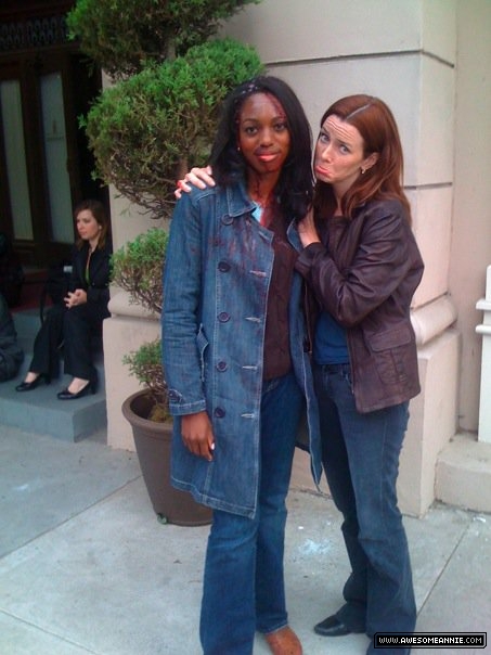 Annie Wersching with Enuka Okuma behind the scenes