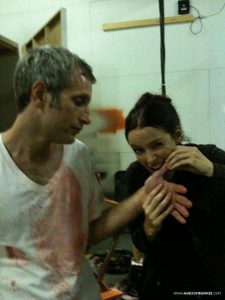 Annie Wersching with Jon Sklaroff behind the scenes