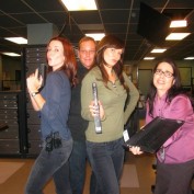 Annie Wersching, Kiefer Sutherland, Mary Lynn Rajskub on 24 set