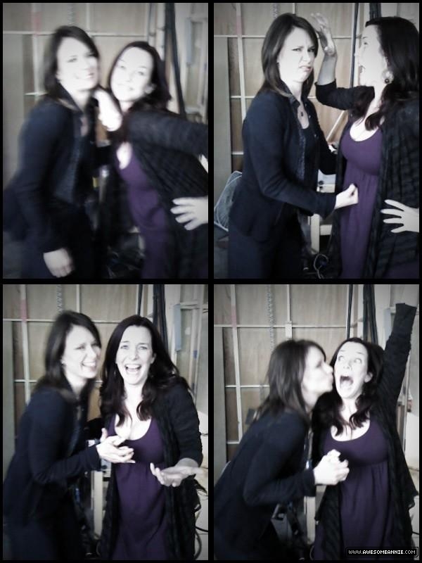 Annie Wersching visits Mary Lynn Rajskub 24 Season 8 set