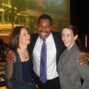 Annie Wersching, Mykelti Williamson, and Mary Lynn Rajskub on CTU set