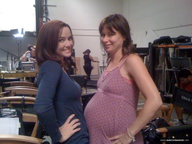 Annie Wersching and a pregnant Mary Lynn Rajskub on 24 set