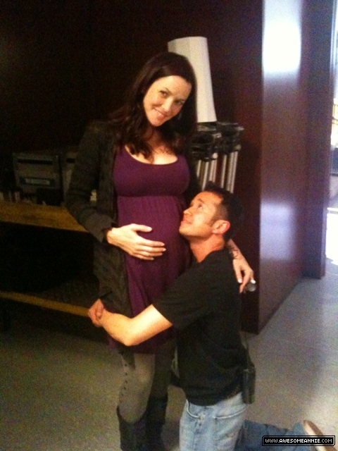 Pregnant Annie Wersching with Sterling Rush on 24 set