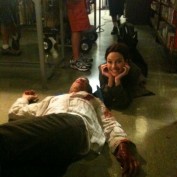 Annie Wersching with Jon Sklaroff behind the scenes 2