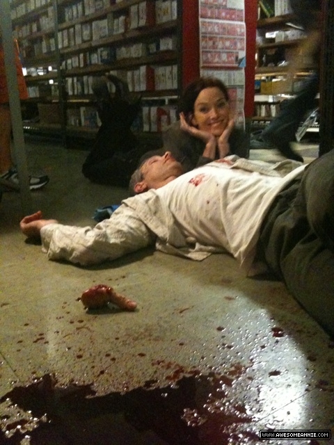 Annie Wersching with Jon Sklaroff behind the scenes