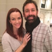 Annie Wersching with director David Barrett on set of Blue Bloods