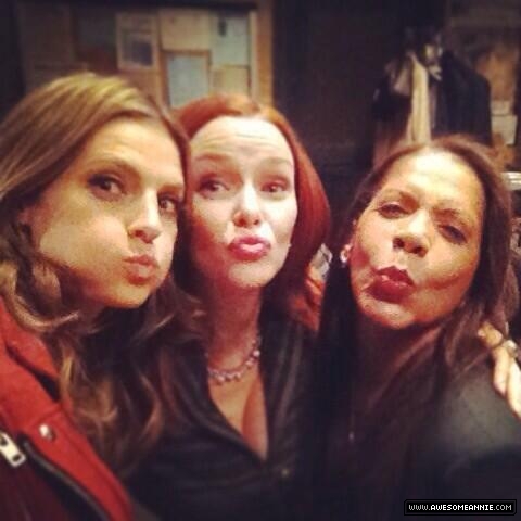 Annie Wersching, Stana Katic, and Penny Johnson Jerald on Castle set