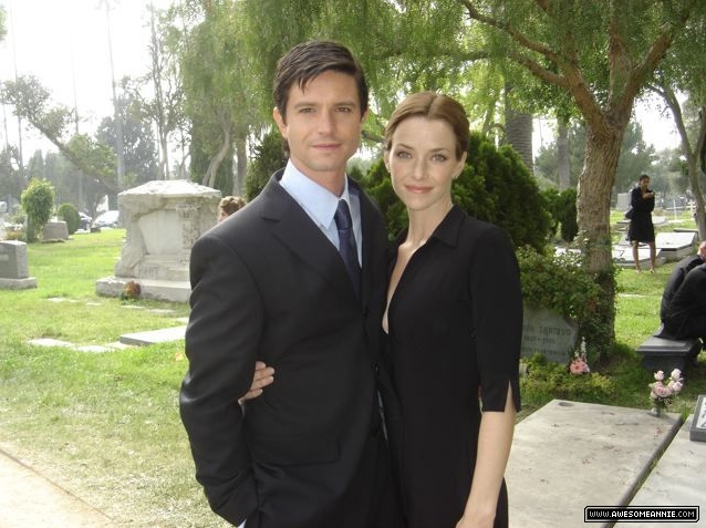 Annie Wersching with Jason Behr Company Man funeral set