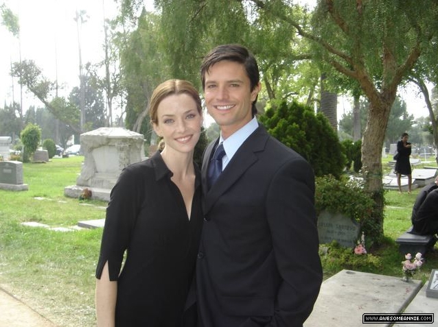 Annie Wersching with Jason Behr Company Man funeral set