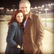 Annie Wersching with Patrick Duffy on set of Dallas