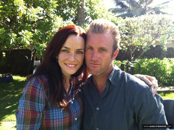 Annie Wersching and Scott Caan on Hawaii Five-0 set