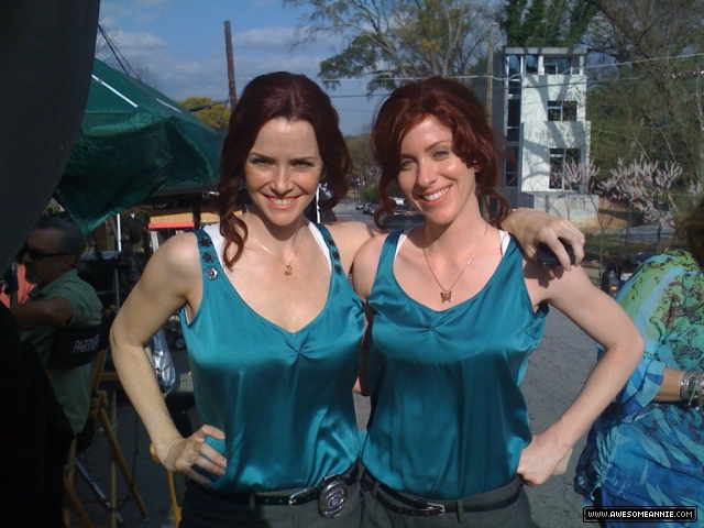 Annie Wersching and stunt double Danielle Litak