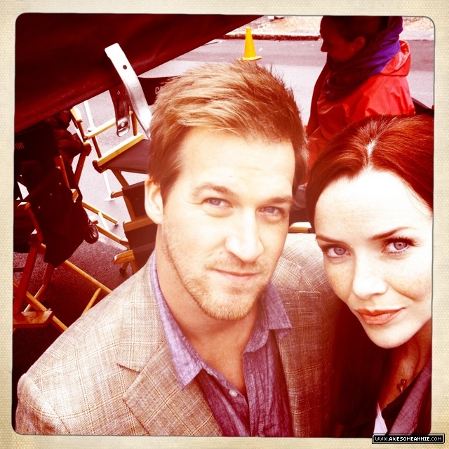 Annie Wersching and Kenneth Mitchell filming Partners