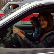 Scottie Thompson and Annie Wersching behind the scenes on Partners