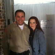 Annie Wersching with Matthew Cornwell on Partners set