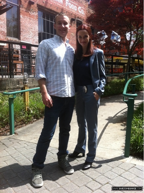 Annie Wersching poses with fan at King Plow Arts Center