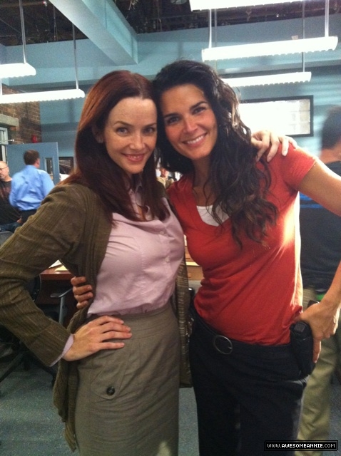 Annie Wersching and Angie Harmon on the set of Rizzoli and Isles