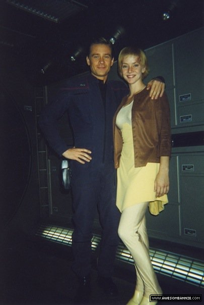 Annie Wersching and Connor Trinneer on set of Star Trek Enterprise
