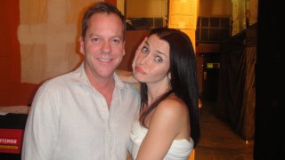 Annie Wersching and Kiefer Sutherland behind the scenes of 24